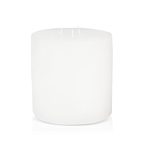 Bask Large Unscented 6-Inch 3-Wick Pillar Candles for Home and Events - White