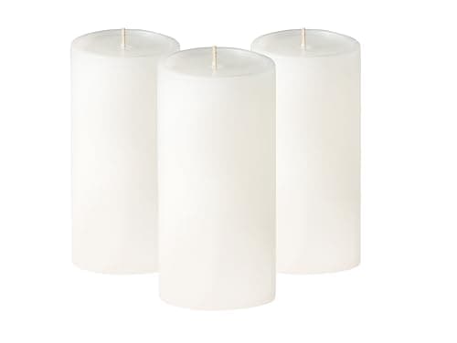 Simply Soson 3-Pack 3x6 Inch Unscented White Pillar Candles, Dripless, Perfect for Weddings, Parties & Home Decor