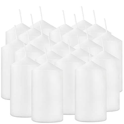 20-Pack High White 2x4 Unscented Pillar Candles Ideal for Weddings & Emergencies