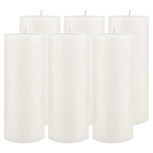 Stonebriar White Tall Pillar Candles, 6 Pack, 3x8 Inch, 110 Hour Burn Time