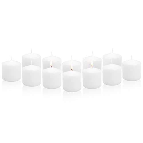 Set of 12 White Unscented Pillar Candles – 3x3 Inch, 30 Hours Burn Time for Weddings, Parties, and Home Decor
