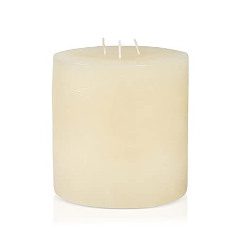 Bask Large Unscented 6-Inch 3-Wick Pillar Candles for Home and Events - White