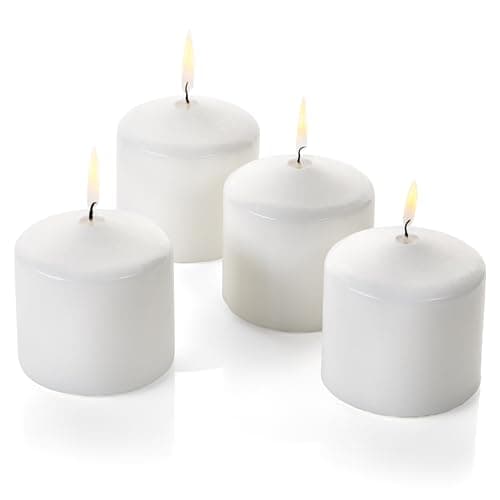 White Pillar Candles Pack of 12, 3x3 Inch, 50-Hour Burn – Dripless & Smokeless