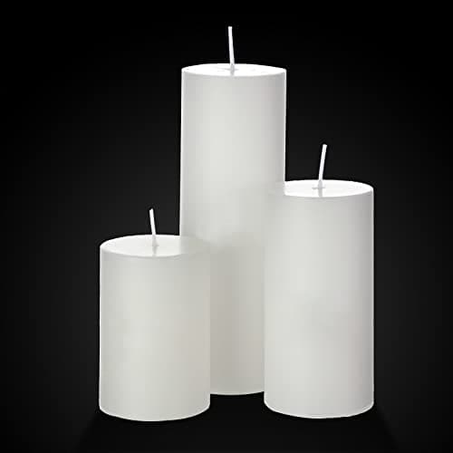 Shihanee 6 Sets Pillar Candles and Glass Cylinder Vases for Wedding Centerpieces (White,2.6'' x 4.7'', 5.9'', 7.9'')