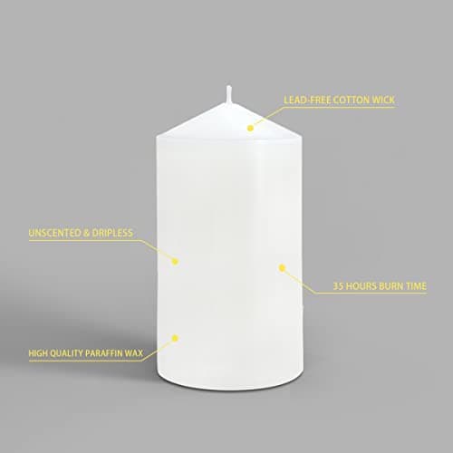 3 Pack White Pillar Candles, 4, 6, & 8 Inches, Handmade Decor for Home, Wedding, Dinner, Church