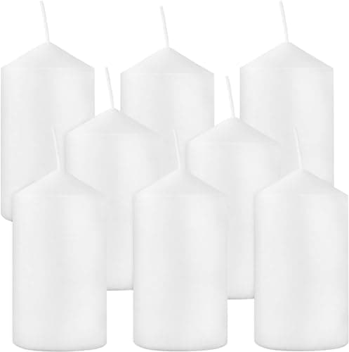 Refined Title: 8-Pack Unscented White Pillar Candles - Ideal for Weddings, Emergencies, Spas, Parties