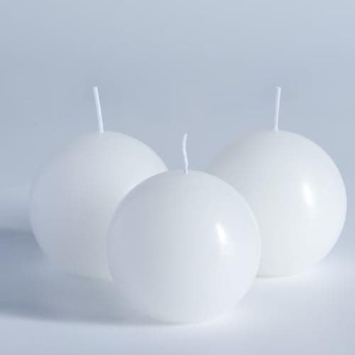 MOZEAL 3 Inch White Round Pillar Candles Set of 3 - Elegant, Dripless, Unscented, Smokeless