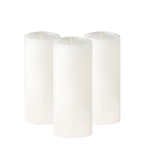 Simply Soson 3-Pack 3x6 Inch Unscented White Pillar Candles, Dripless, Perfect for Weddings, Parties & Home Decor