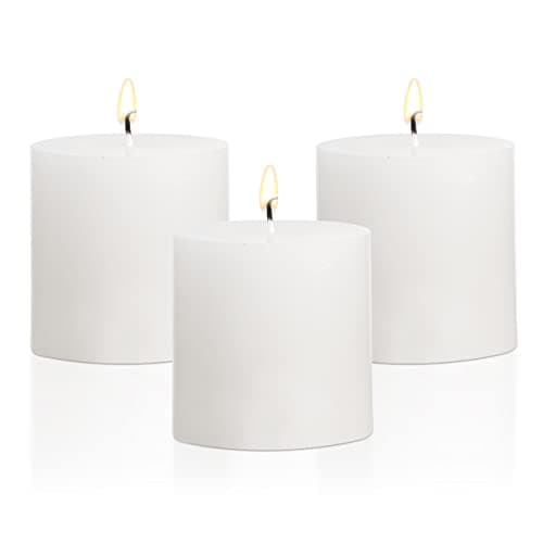 Handpoured 3×3 White Pillar Candles Set of 3 Smokeless Home Decor