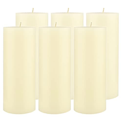 Stonebriar White Tall Pillar Candles, 6 Pack, 3x8 Inch, 110 Hour Burn Time