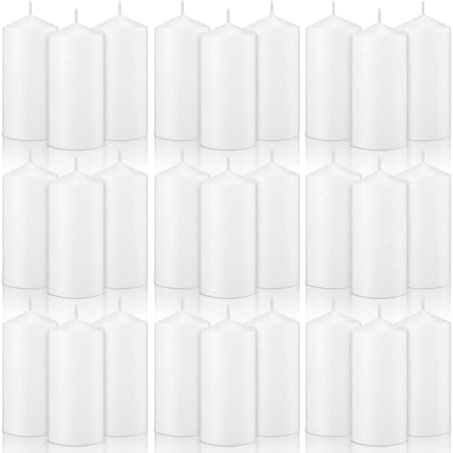 20-Pack White Pillar Candles 50 Hour Burn Time for Weddings and Parties