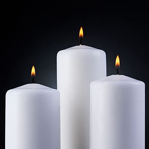 9 Pack 6 Inch White Dripless Pillar Candles for Home Décor