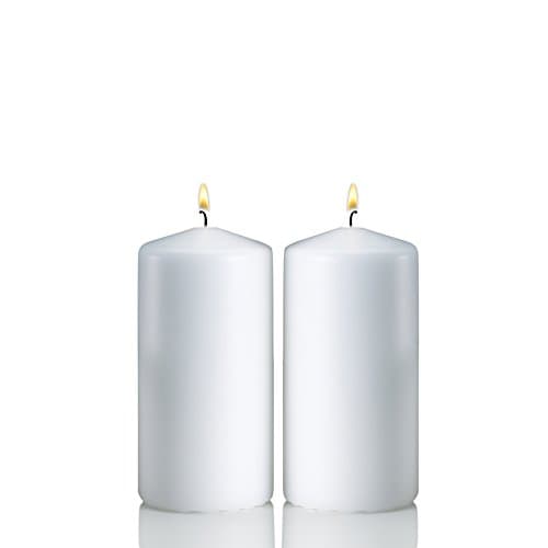 White Pillar Candles - Unscented Set of 2 - 6 inch Tall, 3 inch Thick - 36 hour Burn Time