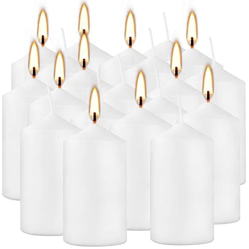 20-Pack High White 2x4 Unscented Pillar Candles Ideal for Weddings & Emergencies