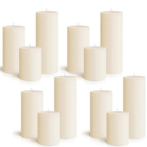 Sumind Ivory Pillar Candles 3"x4", 6", 8" Dripless Unscented Home Decor