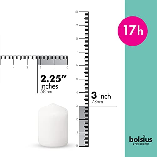 BOLSIUS 12 White Pillar Candles - 17 Hours Burn Time - Premium European Quality - Wedding, Party & More