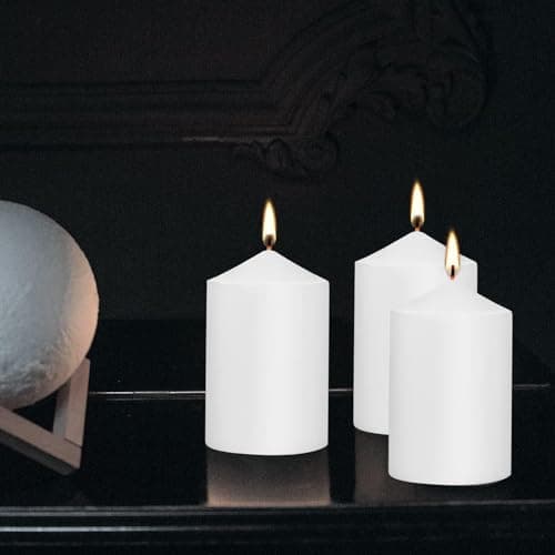 3x6 White Pillar Candles, Set of 6, Unscented for Weddings, Emergencies, Spas, Aromatherapy, and Parties