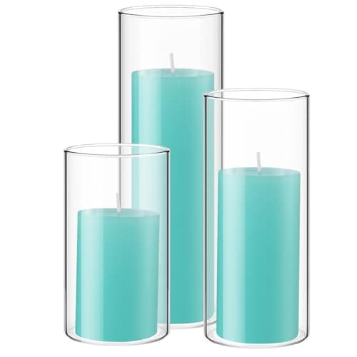 Shihanee Clear Pillar Candles & Glass Holders for Wedding Centerpieces