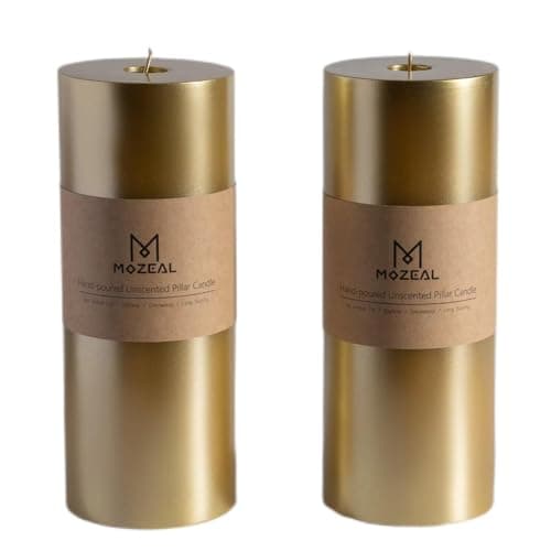 MOZEAL 3" x 4" Unscented Dripless Pillar Candle Set of 3, Long Burn Time, Rustic Style