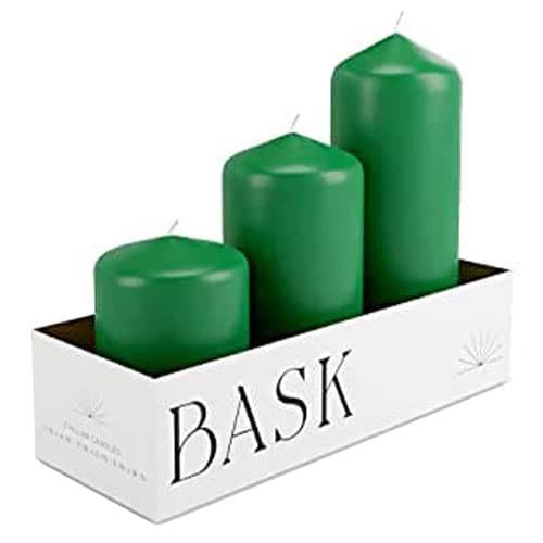 Elegant White Pillar Candles - Set of 3 - 3"x4", 3"x6", 3"x8" - Smokeless & Dripless