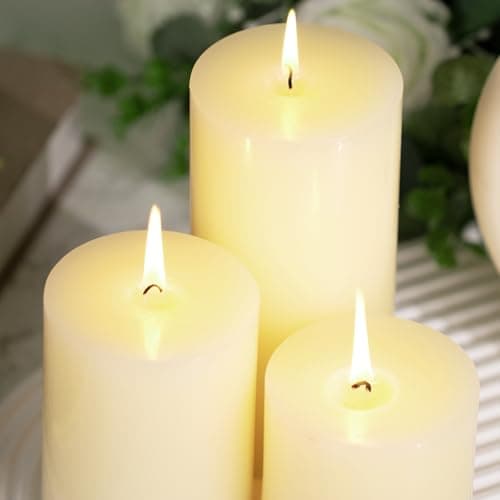 KONNI Ivory Pillar Candles Set of 3, 30-Hour Long-Burning Smokeless&Dripless