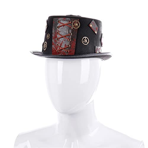 YANIYA BlackSteampunk Top Hat Gothic Hat for Halloween