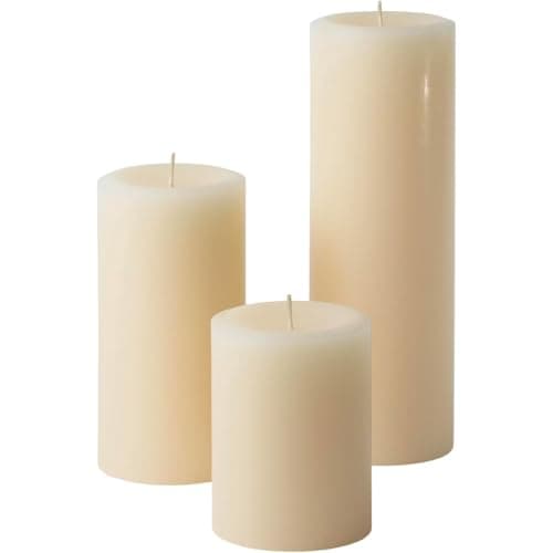 Mister Candle Ivory Dripless 3 Inch Pillar Candles Set of 3