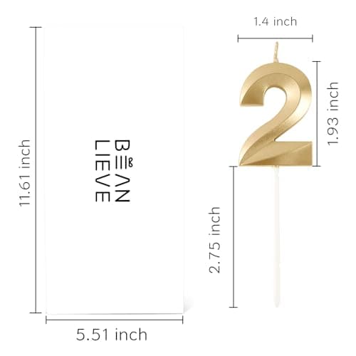 BEAN LIEVE Number Birthday Candles (Champagne Gold)