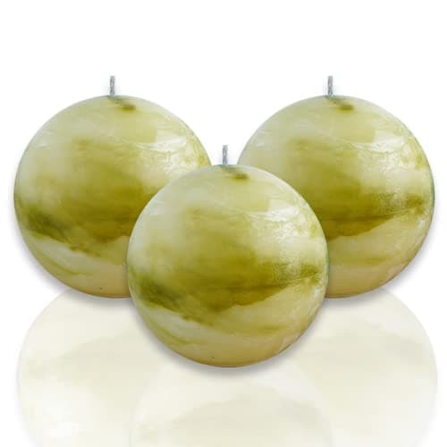 Turquoise Rustic Ball Pillar Candles for Weddings and Home Decor - Set of 3