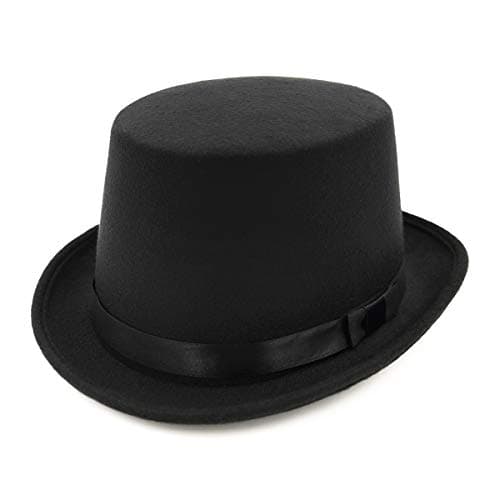 TrendsBlue Classic Premium Black Felt Top Hat for Magicians and Ringmasters