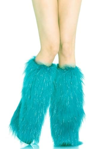 Dionysia Fuzzy Faux Fur Leg Warmers, Long Boots Cuff Cover, Elastic, 18"