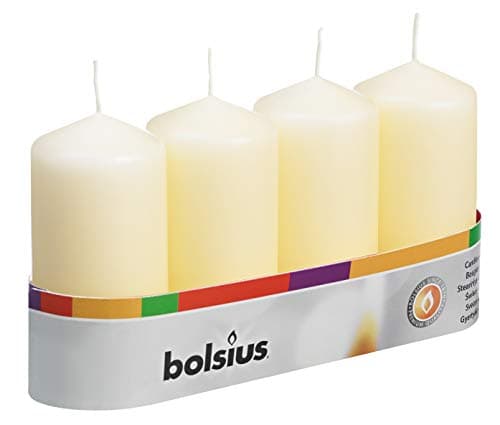 BOLSIUS 4 Pack 2x4 White Pillar Candles - Premium Quality, 20hr Burn Time