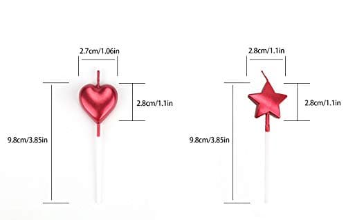 10 Cute Heart & Star Birthday Candles for Party and Wedding Cake Decoration Supplies