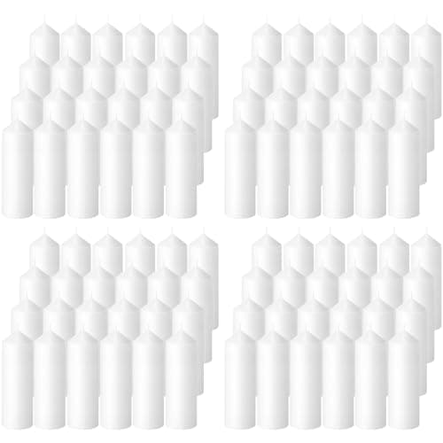 MTLEE Set of 40 White 2x4 Inch Dripless Unscented Large Burn Clean Smokeless Dinner candles