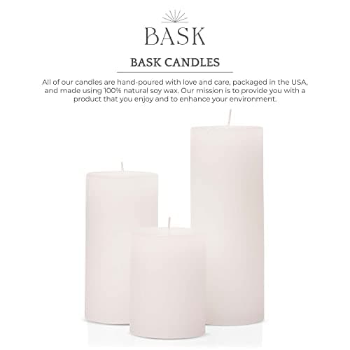 Unscented White Pillar Candles Set of 3 - Dripless, Smokeless by Bask