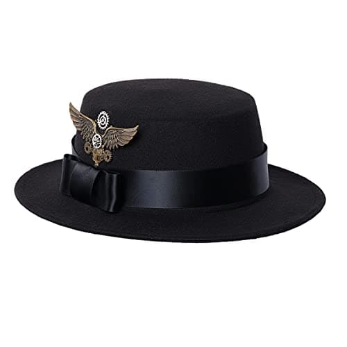 COSDREAMER Women's Vintage Black Fedora Hats with Bows