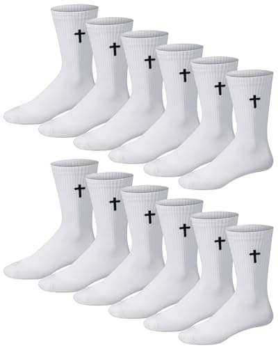 Shihanee Men's Religious Cross Crew Socks Christian Gifts
