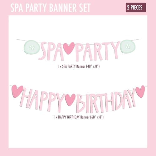 Pre-Strung Pink Happy Birthday & Spa Party Banner Set