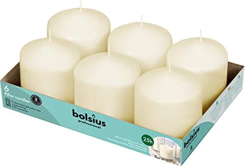 BOLSIUS 6 Ivory Pillar Candles - 3x3 Inches, 25+ HoursBurn Time - No Palm Oil, Premium Quality