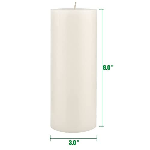 Stonebriar White Tall Pillar Candles, 6 Pack, 3x8 Inch, 110 Hour Burn Time