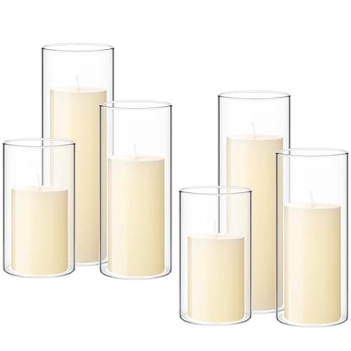 Sure, here's a refined and simplified version of the original title:

Shihanee 6-Piece Set: Pillar Candles & Glass Cylinder Vases for Wedding Centerpieces