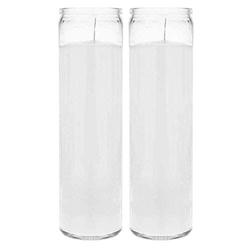 Brilux 2 Classic White Glass Candles, 8-INCH