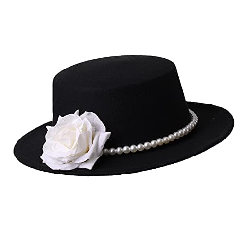 COSDREAMER Women's Vintage Black Fedora Hats with Bows
