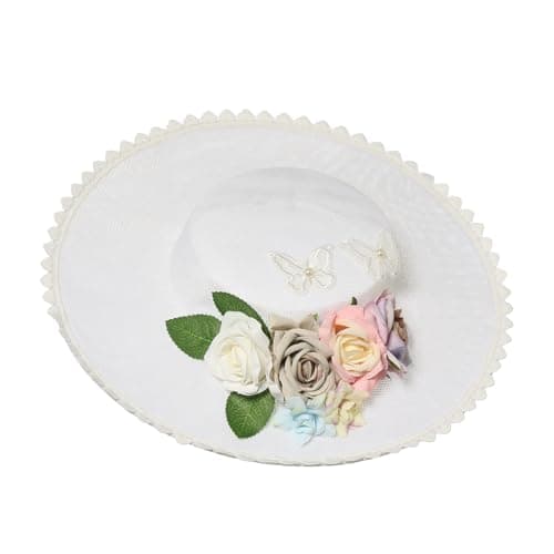 COSDREAMER Victorian Floral Flat Hat for Women and Girls