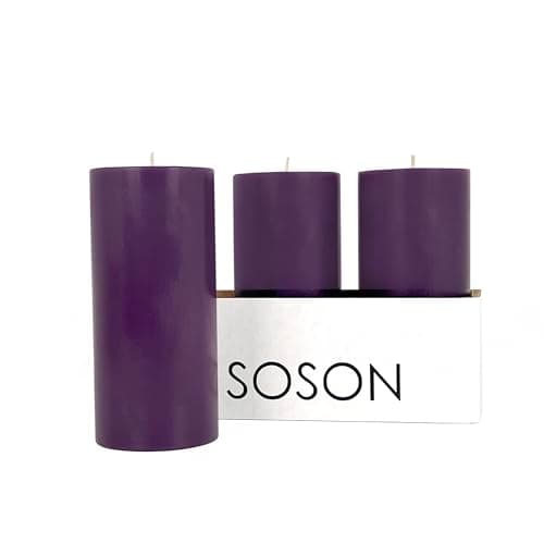 Simply Soson 3-Pack 3x6 Inch Unscented White Pillar Candles, Dripless, Perfect for Weddings, Parties & Home Decor
