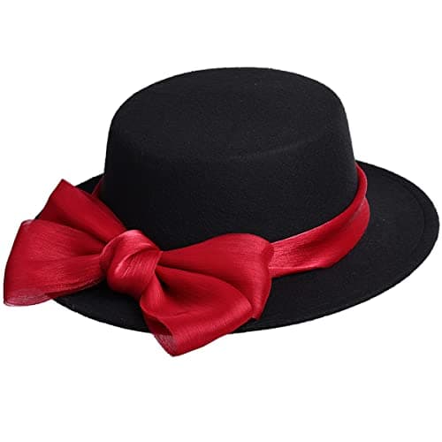 COSDREAMER Women's Vintage Black Fedora Hats with Bows