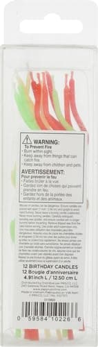 Papyrus Birthday Candles: Green, Yellow, Orange & Red Swirl (12-Count)