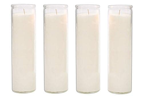 Brilux Classic White Glass Candles, Set of 4, 8-INCHES