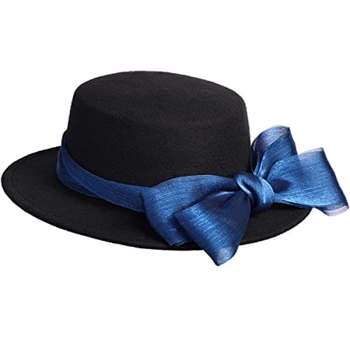 COSDREAMER Women's Vintage Black Fedora Hats with Bows