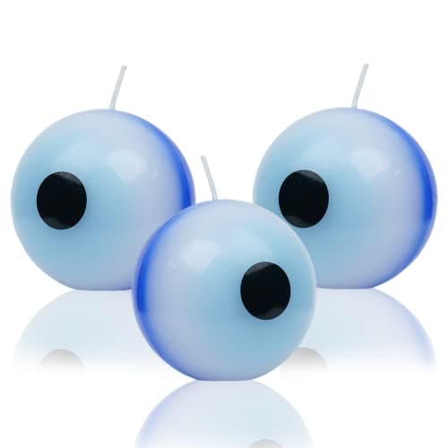 Turquoise Rustic Ball Pillar Candles for Weddings and Home Decor - Set of 3